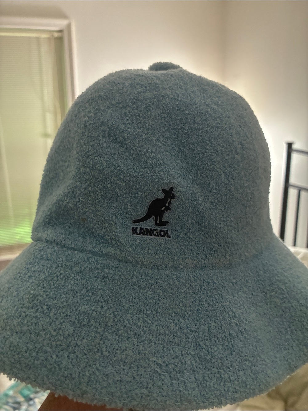Kangol Light Blue Terry Bucket Hat with Black Logo